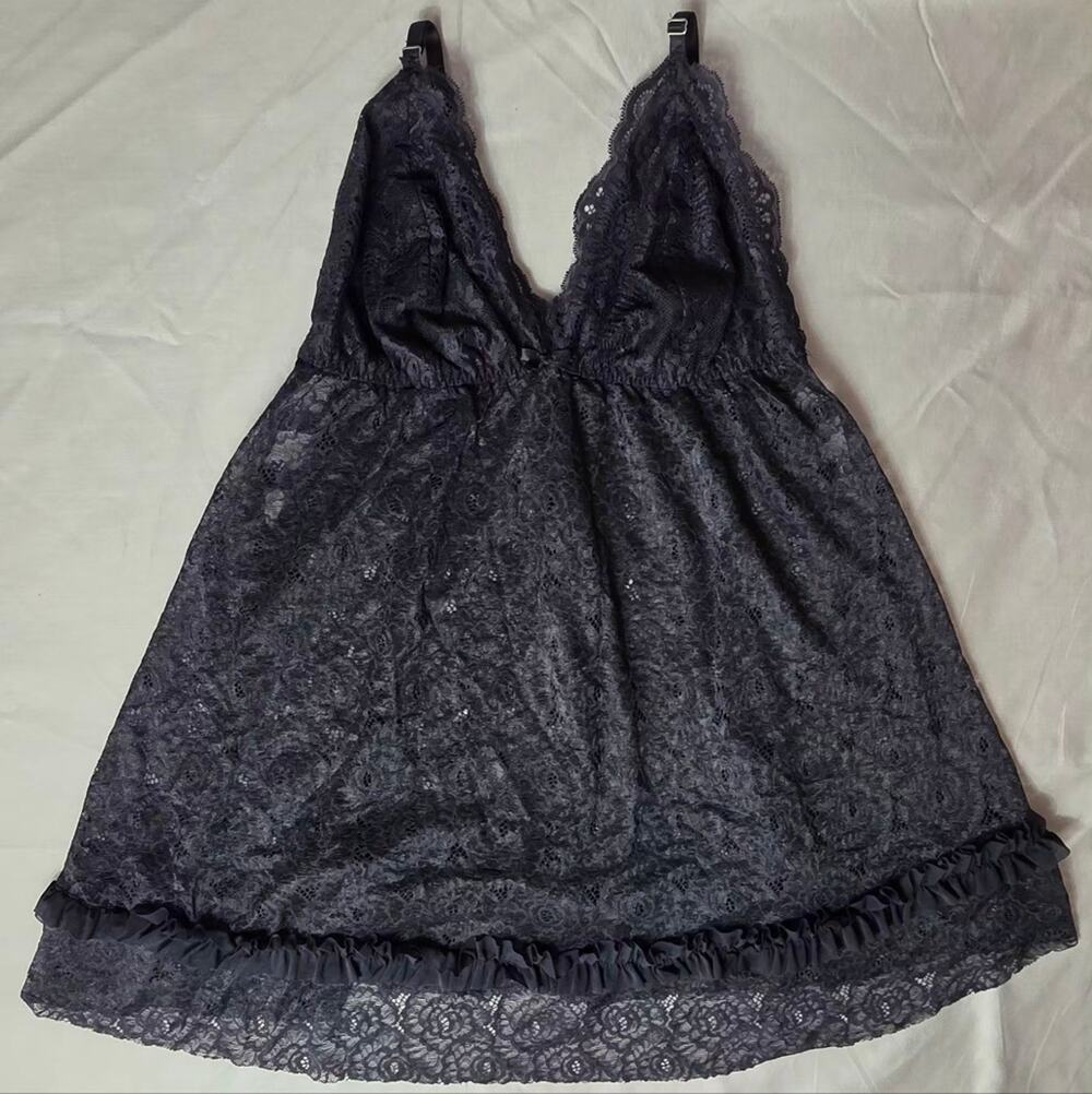 SEDUCTIVE WEAR CINEMA ETOILE  Black Floral Lace Baby Doll Lingerie XL Mini Dress